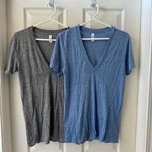 2 American Apparel The Track Shirts w Deep V Neck - S